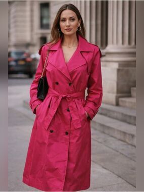Rare Find 💎 Vintage 80s  Forenza Mobwife Women’s HotPink Trench Coat. 13/14